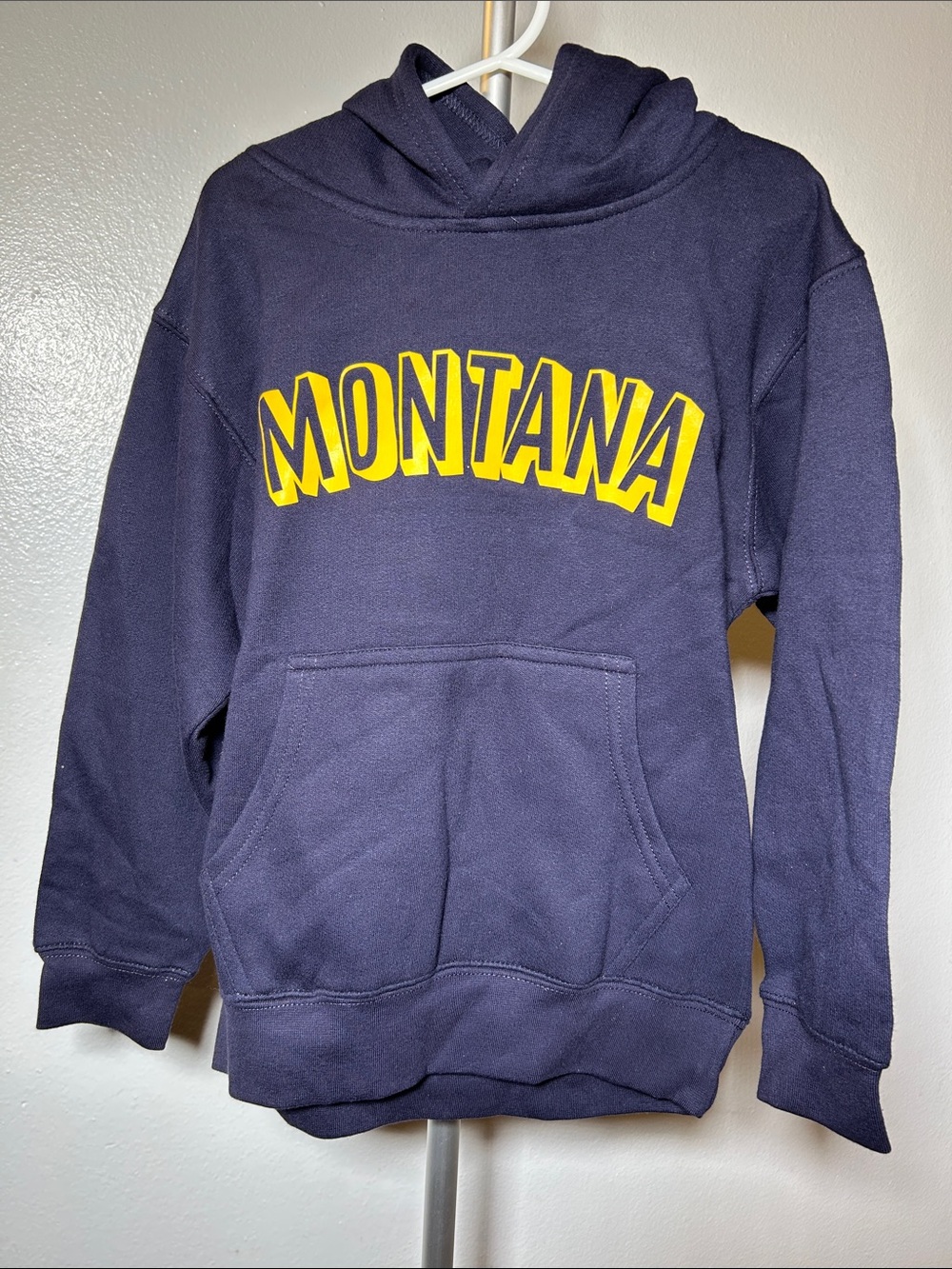 Daxton Montana Navy Hoodie with Yellow Lettering